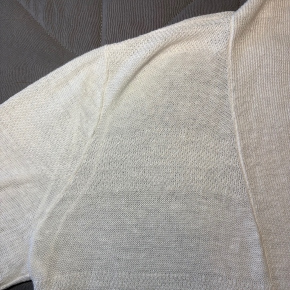 Cynthia Rowley Linen Open Front Cardigan Sweater White - Picture 8 of 8